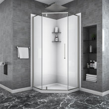 Load image into Gallery viewer, Semi Frameless Neo Angle Hinged Shower Enclosure With Clear Tempered Glass - Brushed Nickel