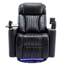 Load image into Gallery viewer, 270° Power Swivel Recliner Home Theater Chair With Hidden Arm Storage, LED Light, Cup Holder, And Tray Table
