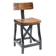 Load image into Gallery viewer, Industrial Counter Stool With Back Removable Solid Acacia - Amber