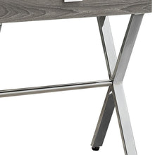 Load image into Gallery viewer, 22" Taupe Wood And Metal End Table With Drawer - Silver And Deep