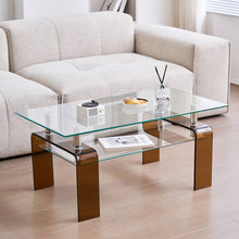 Load image into Gallery viewer, Modern Tempered Glass Coffee Table With 2 Tier Storage For Living Room