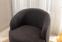 Load image into Gallery viewer, Teddy Fabric Swivel Accent Armchair Barrel Chair With Powder Coating Metal Ring