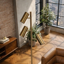 Load image into Gallery viewer, Lumina - Floor Lamp With Rotary Switch Triple Spots Cone Base - Gold