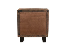 Load image into Gallery viewer, Three Drawer Wood And Metal Nightstand - Distressed Dark Brown