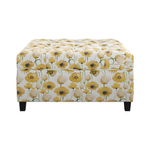 Load image into Gallery viewer, Floral Storage Ottoman With Traditional Design - Gold