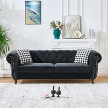 Load image into Gallery viewer, Chesterfield Upholstery Fabric Sofa With Roll Armrest & Nailhead