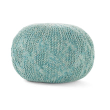 Load image into Gallery viewer, Deon - Knitted Pet Yarn Round Pouf With Classic Cable Knit Design - Aqua