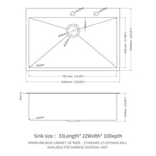 Load image into Gallery viewer, Drop In Kitchen Sink, 16 Gauge Stainless Steel, Single Bowl, Topmount Basin