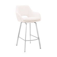 Load image into Gallery viewer, 41" Swivel Low Back Bar Height Bar Chair - White / Silver