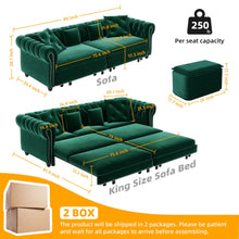 Load image into Gallery viewer, 3 In 1 Pull Out Convertible Sleeper Sofa Bed, King Size, Chaise Lounge