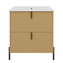 Load image into Gallery viewer, Fluted Bathroom Vanity With Ceramic Sink, Freestanding Design