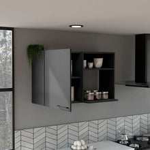 Load image into Gallery viewer, Laminate Wall Mounted China Cabinet With Two Shelves - Black