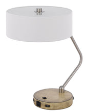 Load image into Gallery viewer, Metal Two Light Lantern Desk USB Table Lamp With White Drum Shade - Brown