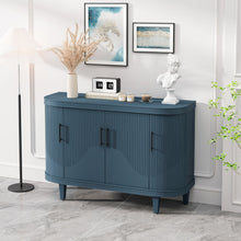 Load image into Gallery viewer, Curved Sideboard Wooden Console Table With 4 Doors And Adjustable Shelves For Living Room - Blue