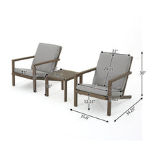 Load image into Gallery viewer, Celestaria - 3 Piece Outdoor Chat Set With Adirondack Chairs, Cushions And Side Table