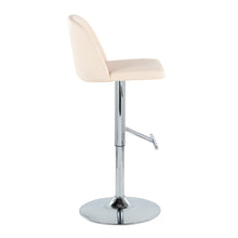 Load image into Gallery viewer, Toriano - Contemporary Adjustable Barstool With Swivel With Straight T Footrest (Set of 2) - Cream / Chrome
