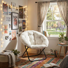 Load image into Gallery viewer, Tufted Faux Fur Folding Lounge Chair - White / Black