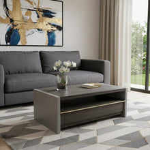 Load image into Gallery viewer, Rectangular Coffee Table With Drawer And Shelf - Dark Gray Walnut And Concrete