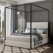 Load image into Gallery viewer, Canopy Bed With Tall Upholstered Headboard And 4 Poster