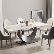 Load image into Gallery viewer, 70.87" Modern Artificial Stone Crescent-Shaped Metal Legs, Can Accommodate 6-8 People - White / Black