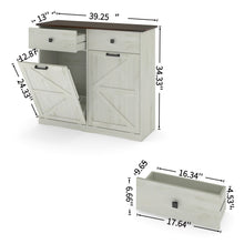 Load image into Gallery viewer, Double Tilt Out Trash Cabinet With Hideaway Drawer And Barn Door Style