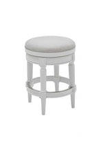 Load image into Gallery viewer, Fabric And Solid Wood Swivel Backless Counter Height Bar Chair - White