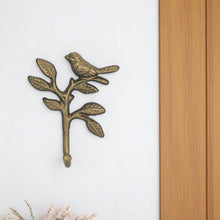 Load image into Gallery viewer, 5" Cast Iron Bird Wall Hook - Antiqued Gold