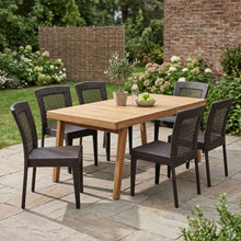 Load image into Gallery viewer, 7 Piece Outdoor Patio Dining Set With Table & 6 Chairs - Brown / Brown Multi