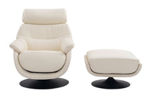 Load image into Gallery viewer, Tufted Genuine Leather Manual Swivel Recliner With Ottoman (730539) - White