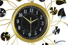 Load image into Gallery viewer, Silent Analog Floral Round Wall Clock - Gold / Black / Silver