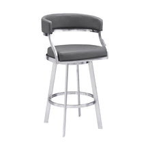 Load image into Gallery viewer, 38" Faux Leather Swivel Low Back Counter Height Bar Chair - Gray / Silver