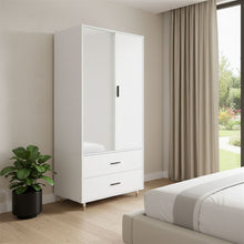 Load image into Gallery viewer, 71" Mirro Two Door Two Drawer Combo Dresser - White
