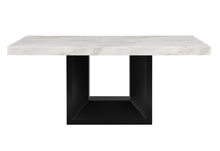 Load image into Gallery viewer, 70" Faux Marble And Wood Pedestal Base Dining Room Table - White