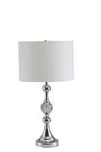 Load image into Gallery viewer, Metal Bedside Table Lamp With White Classic Drum Shade - Silver
