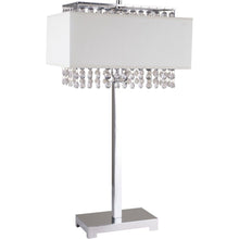 Load image into Gallery viewer, Table Lamp With Faux Crystals And White Rectangle Shade - Silver