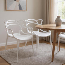 Load image into Gallery viewer, Heavy Duty Plastic Open Back Dining Arm Chairs (Set of 4) - White