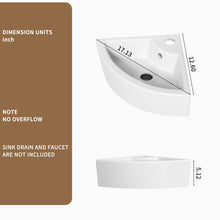 Load image into Gallery viewer, Triangle Corner Sink For Bathroom - Milk White