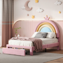 Load image into Gallery viewer, Upholstered Rainbow Design Bed, Princess Platform Bed With Storage Drawer