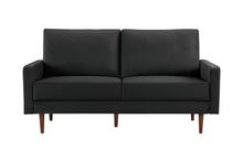 Load image into Gallery viewer, Velvet Sofa With Dark Brown Legs - Black