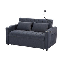 Load image into Gallery viewer, Convertible Sofa Bed Loveseat Sofa With Three USB Ports, Two Side Pockets, Two Cup Holders And 360° swivel Phone Holder For Living Room
