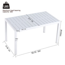 Load image into Gallery viewer, Modern Long Table, UV Resistant And Rust Proof, Pp Tabletop, UV Resistant Powder Coated Metal Legs - Snow White
