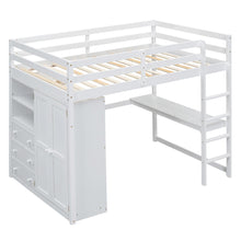Load image into Gallery viewer, Loft Bed With Built In Wardrobe, Shelves And Drawers