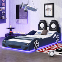 Load image into Gallery viewer, Race Car Shaped Platform Bed With LED And Upholstered Backrest In