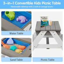 Load image into Gallery viewer, 3-In-1 Kids Outdoor Wooden Picnic Table With Umbrella, Convertible Sand & Water, ASTM & CPSIA Certification