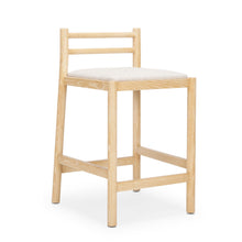 Load image into Gallery viewer, Fabric Solid Wood Low Back Counter Height Bar Chair - Beige