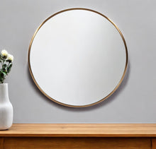 Load image into Gallery viewer, 32" Brass Round Wall Mirror - Antiqued Brushed