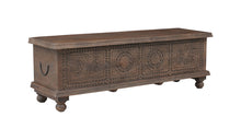 Load image into Gallery viewer, 54" Solid Wood Medallion Storage Ottoman - Brown