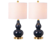 Load image into Gallery viewer, Gourd Table Lamps With Drum Shades (Set of 2) - Navy Blue