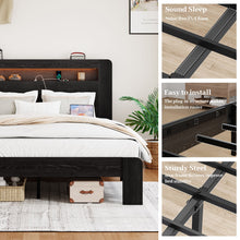 Load image into Gallery viewer, Wood Platform Bed Frame With Storage LED Light Headboard & USB