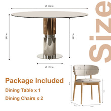Load image into Gallery viewer, Round Dining Table & Tempered Glass Top - Brown